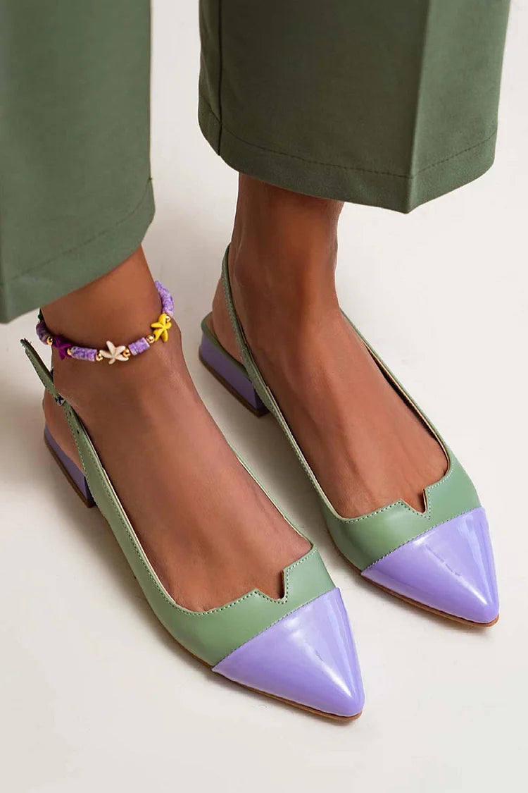 Colorblock Buckle with Slingback Strap and Pointed Toe