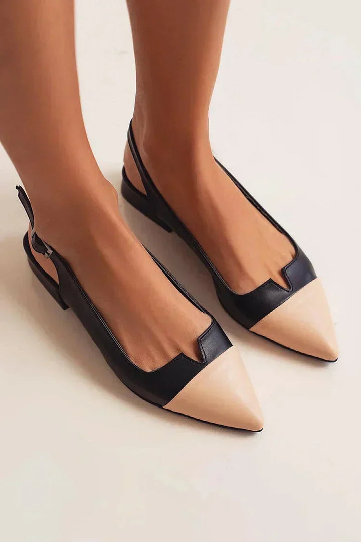 Colorblock Buckle with Slingback Strap and Pointed Toe
